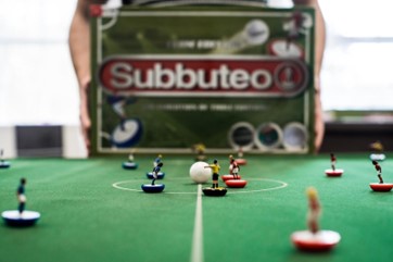 A basic Subbuteo setup. 